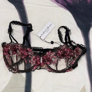For Love And Lemons Black and Pink Lace Bra